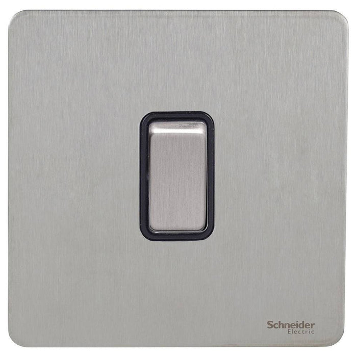 Schneider Ultimate Screwless Stainless Steel 1G Retractive Switch GU1412RBSS