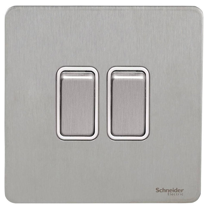 Schneider Ultimate Screwless Stainless Steel 2G Retractive Switch GU1422RWSS