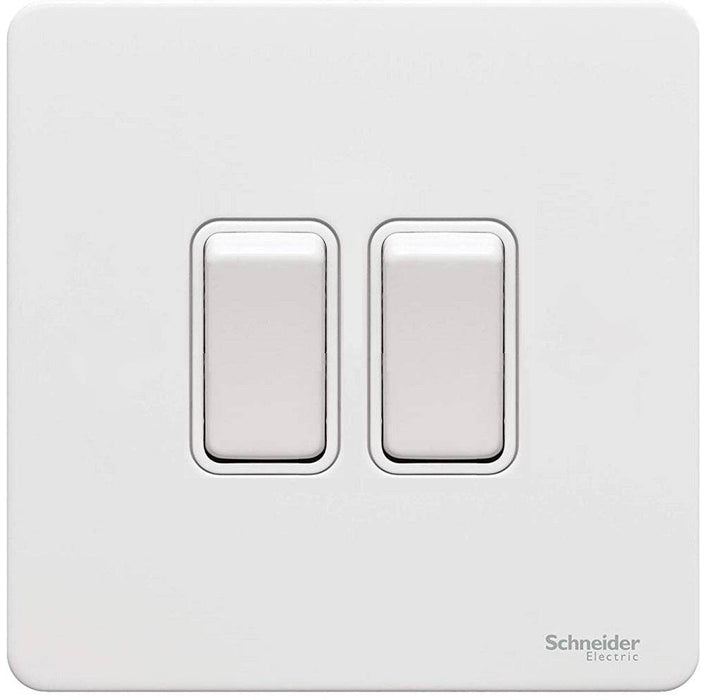 Schneider Ultimate Screwless White Metal 2G Retractive Switch GU1422RWPW