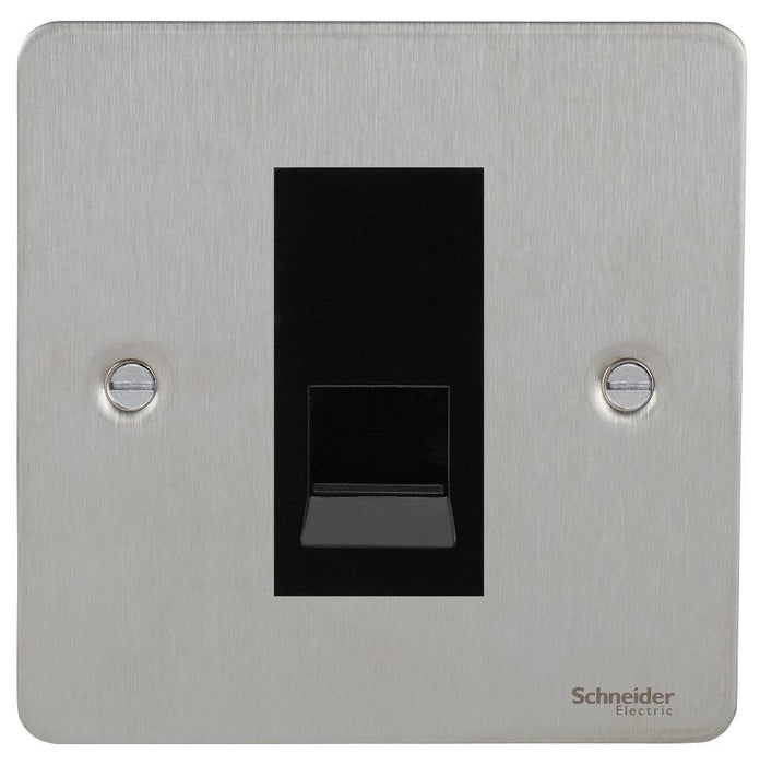 Schneider Ultimate Flat Plate Stainless Steel RJ11 Data Outlet GU7251MBSS