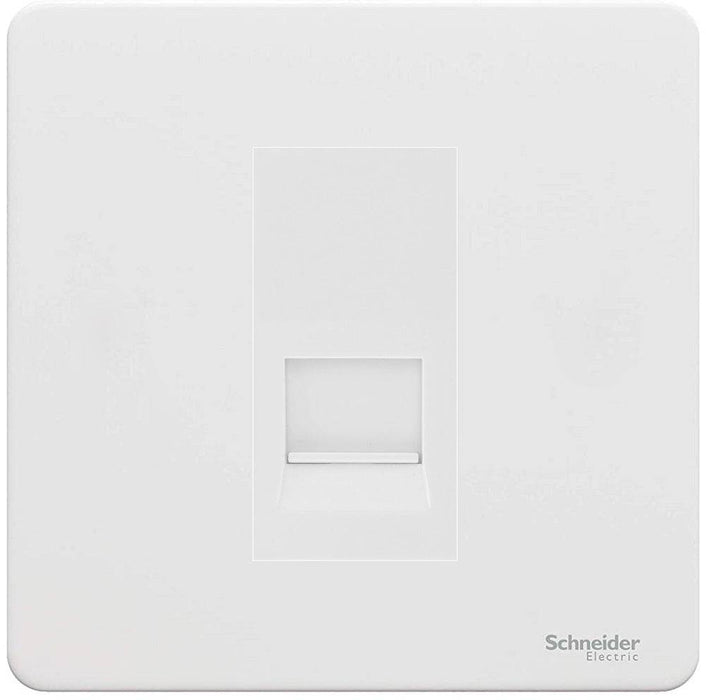 Schneider Ultimate Screwless White Metal RJ11 Data Outlet GU7451MWPW Available from RS Electrical Supplies