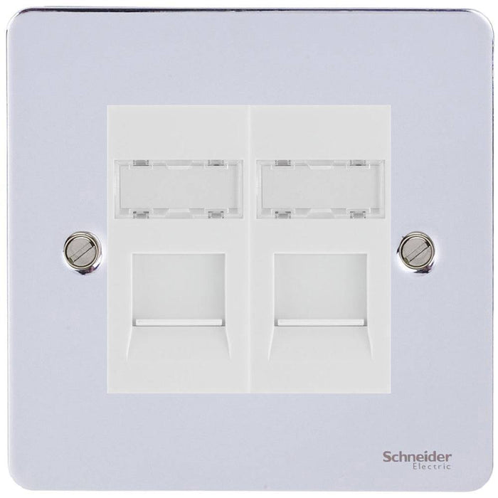 Schneider Ultimate Flat Plate Polished Chrome Double RJ45 Cat5E Data Outlet GU7272MWPC