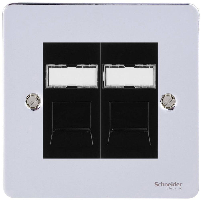 Schneider Ultimate Flat Plate Polished Chrome Double RJ45 Cat6 Data Outlet GU7272C6MBPC