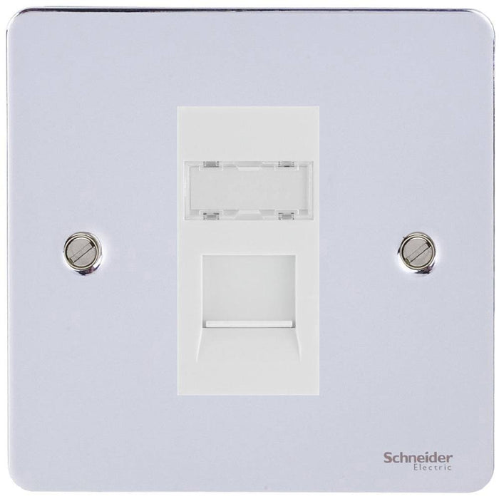 Schneider Ultimate Flat Plate Polished Chrome RJ45 Cat6A Data Outlet GU7271C6AMWPC