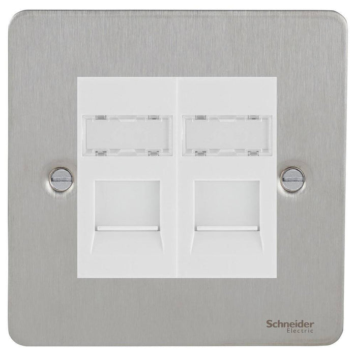 Schneider Ultimate Flat Plate Stainless Steel Double RJ45 Cat5E Data Outlet GU7272MWSS