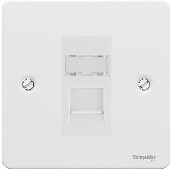 Schneider Ultimate Flat Plate White Metal RJ45 Cat5E Data Outlet GU7271MWPW