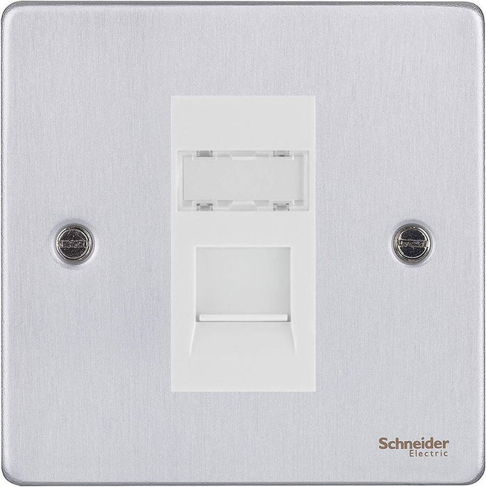 Schneider Ultimate Low Profile Brushed Chrome RJ45 Cat5E Data Outlet GU7571MWBC