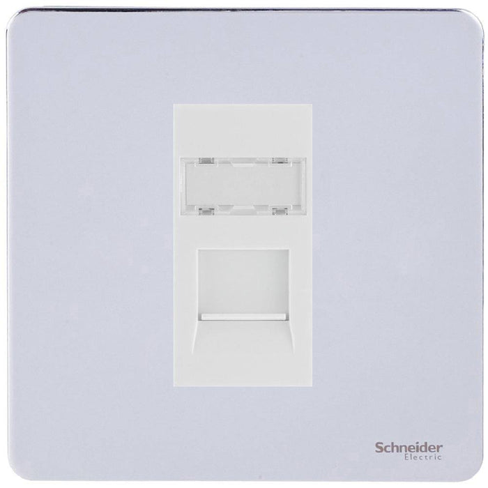 Schneider Ultimate Screwless Polished Chrome RJ45 Cat6A Data Outlet GU7471C6AMWPC