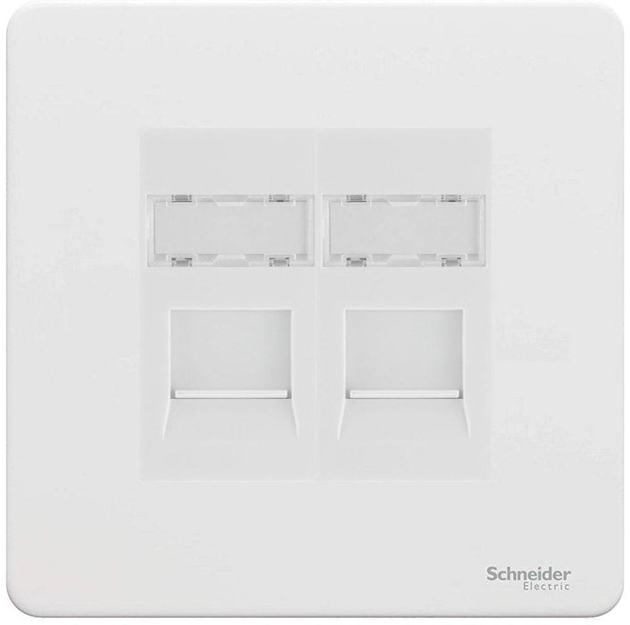 Schneider Ultimate Screwless White Metal Double RJ45 Cat6 Data Outlet GU7472C6MWPW