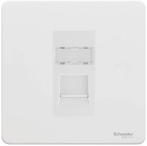 Schneider Ultimate Screwless White Metal RJ45 Cat6 Data Outlet GU7471C6MWPW Available from RS Electrical Supplies