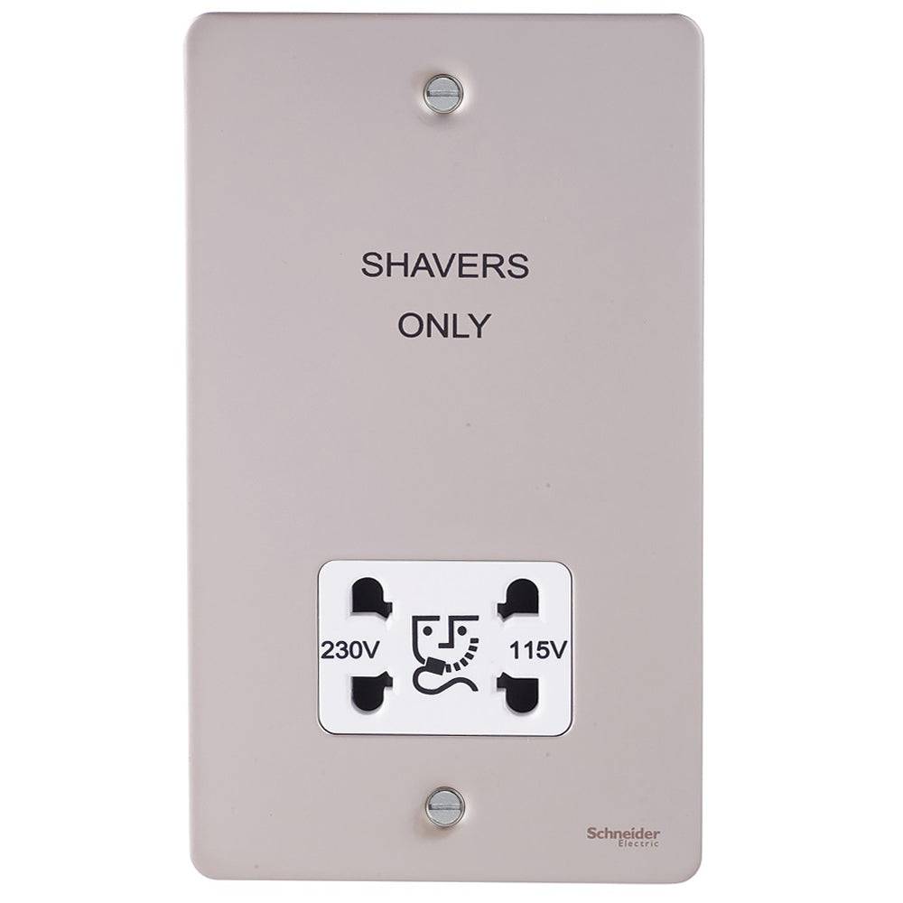 Schneider Ultimate Flat Plate Pearl Nickel Shaver Socket GU7290WPN | RS ...