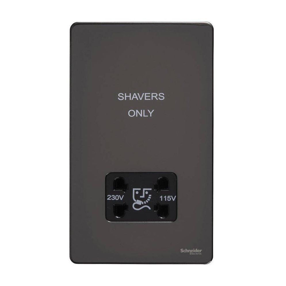 Schneider Ultimate Screwless Black Nickel Shaver Socket GU7490BBN RS