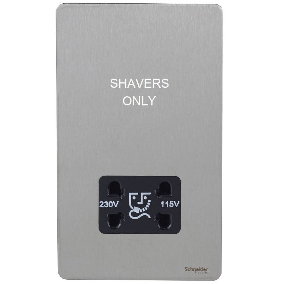 Schneider Ultimate Screwless Stainless Steel Shaver Socket GU7490BSS