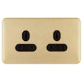 Schneider Lisse Deco Satin Brass 13A Double Unswitched Socket GGBL3060BSBSAvailable from RS Electrical Supplies