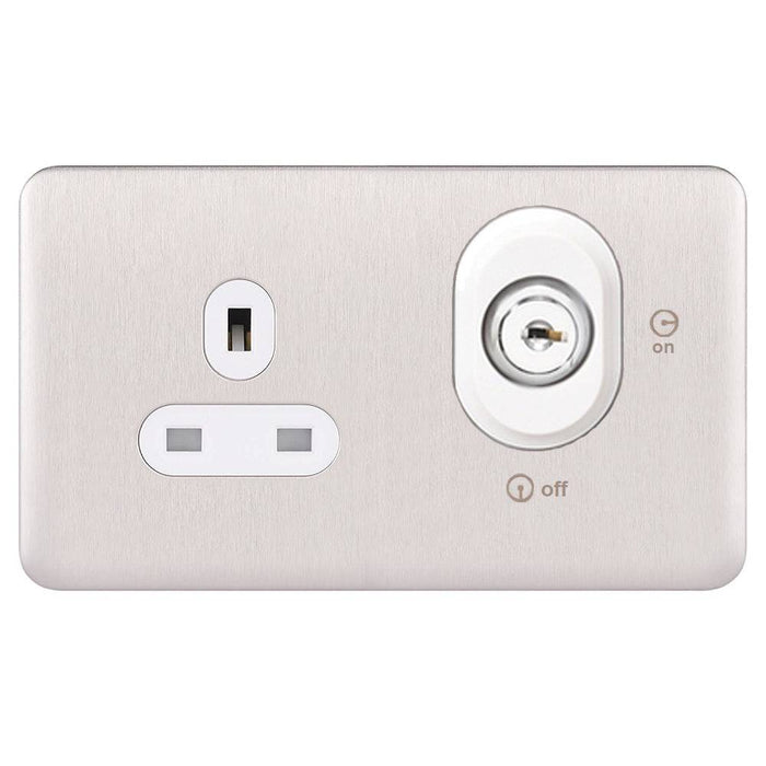 Schneider Lisse Deco Stainless Steel 13A Single DP Lockable Socket ...
