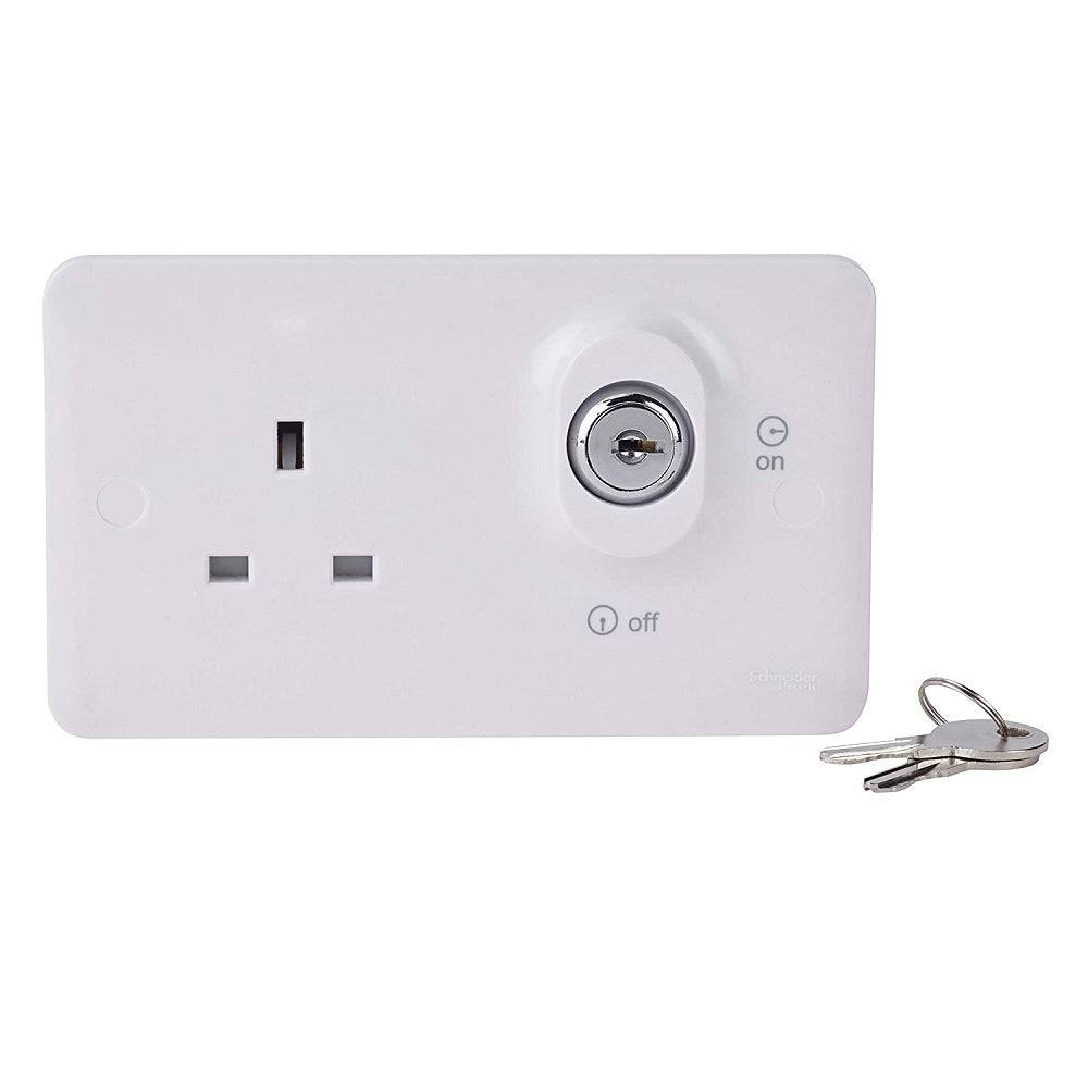Schneider Lisse White 13A Single DP Lockable Socket GGBL3060L RS Electrical Supplies