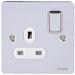 Schneider Ultimate Flat Plate Polished Chrome 13A DP Single Socket GU3210DWPCAvailable from RS Electrical Supplies