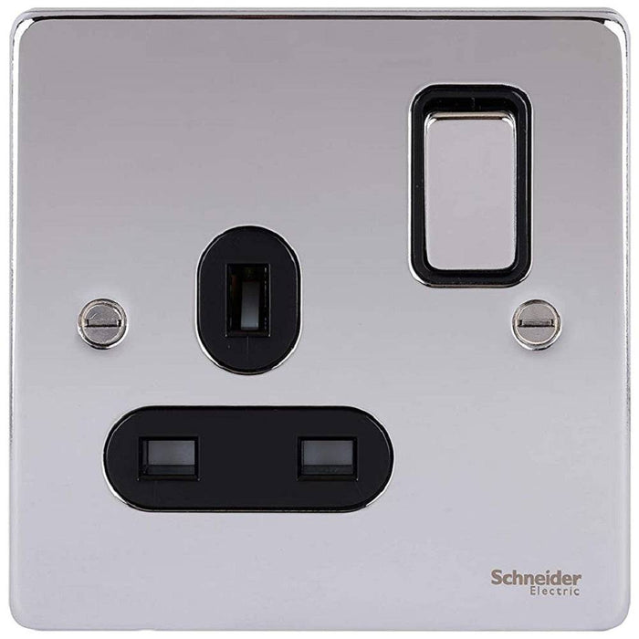 Schneider Ultimate Low Profile Polished Chrome 13A Single Socket GU3510BPC