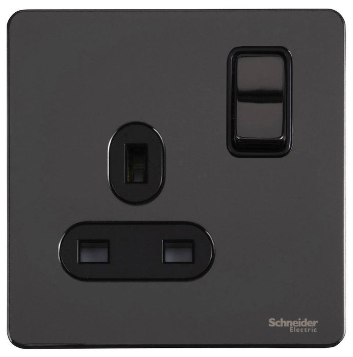 Schneider Ultimate Screwless Black Nickel 13A Single Socket GU3410BBN