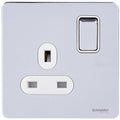 Schneider Ultimate Screwless Polished Chrome 13A DP Single Socket GU3410DWPCAvailable from RS Electrical Supplies