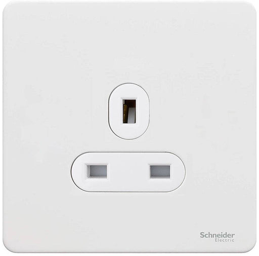 Schneider Ultimate Screwless White Metal 13A Single Socket GU3450WPW Available from RS Electrical Supplies