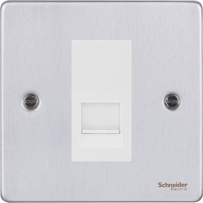 Schneider Ultimate Low Profile Brushed Chrome Master Telephone Socket GU7561MWBC