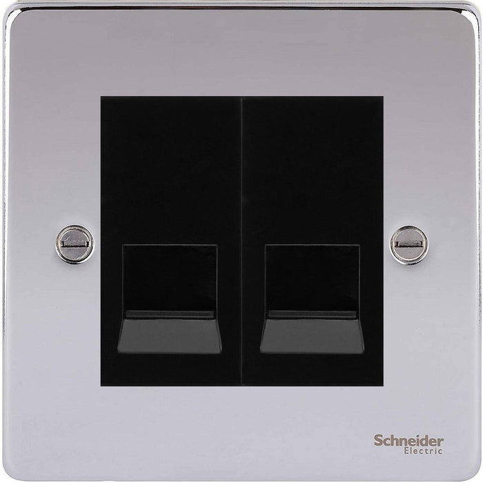 Schneider Ultimate Low Profile Polished Chrome Double Secondary Telephone Socket GU75622MBPC
