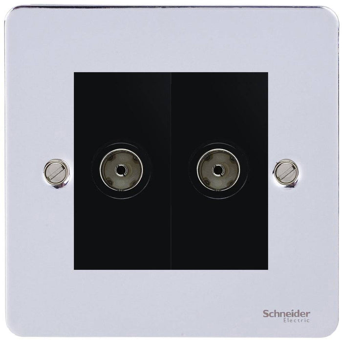 Schneider Ultimate Flat Plate Polished Chrome Double Co-axial Socket GU7220MBPC