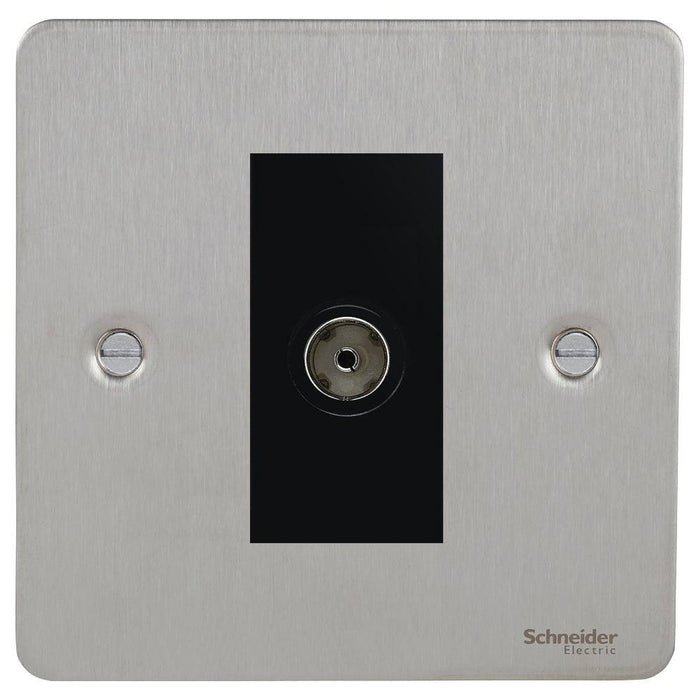 Schneider Ultimate Flat Plate Stainless Steel Co-axial Socket GU7210MBSS