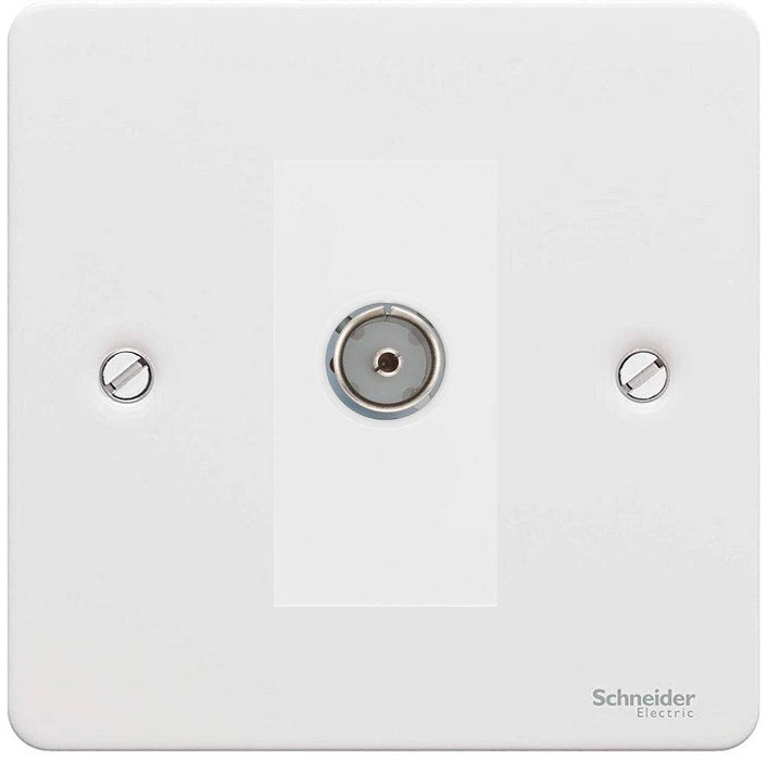 Schneider Ultimate Flat Plate White Metal Co-axial Socket GU7210MWPW