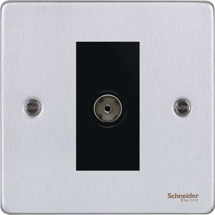 Schneider Ultimate Low Profile Brushed Chrome Co-axial Socket GU7510MBBC
