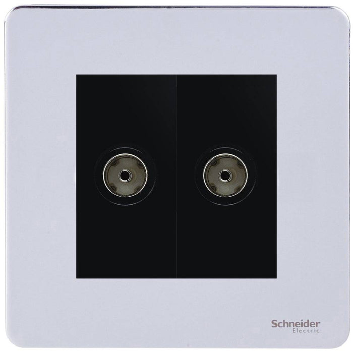 Schneider Ultimate Screwless Polished Chrome Double Co-axial Socket GU7420MBPC