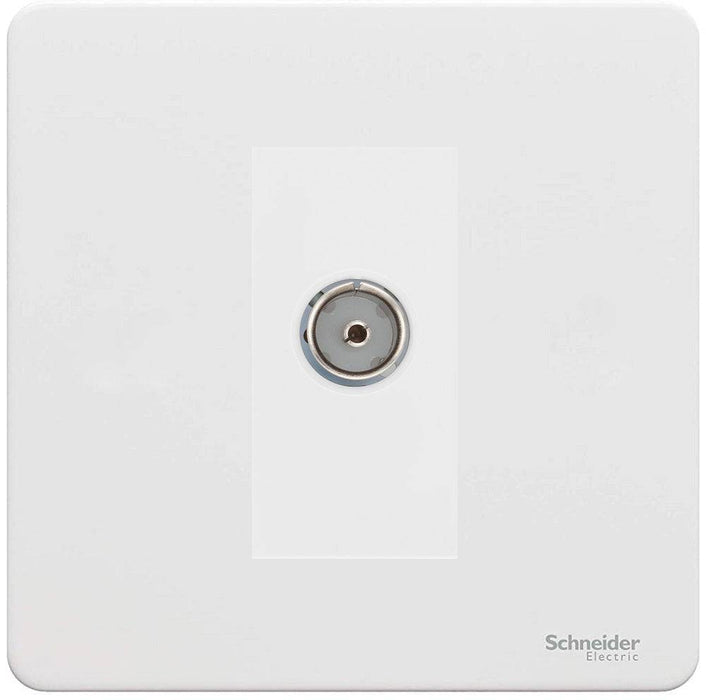Schneider Ultimate Screwless White Metal Co-axial Socket GU7410MWPW Available from RS Electrical Supplies