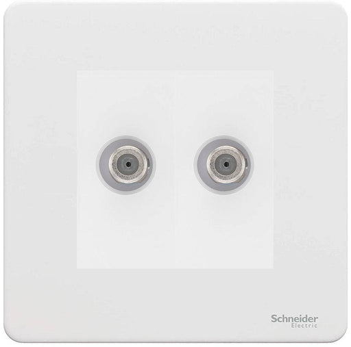 Schneider Ultimate Screwless White Metal Double Satellite Socket GU74302MWPW Available from RS Electrical Supplies