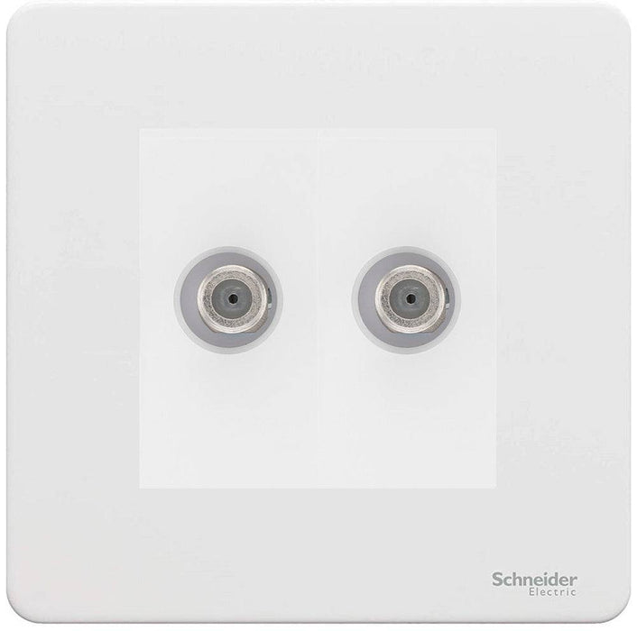Schneider Ultimate Screwless White Metal Double Satellite Socket GU74302MWPW