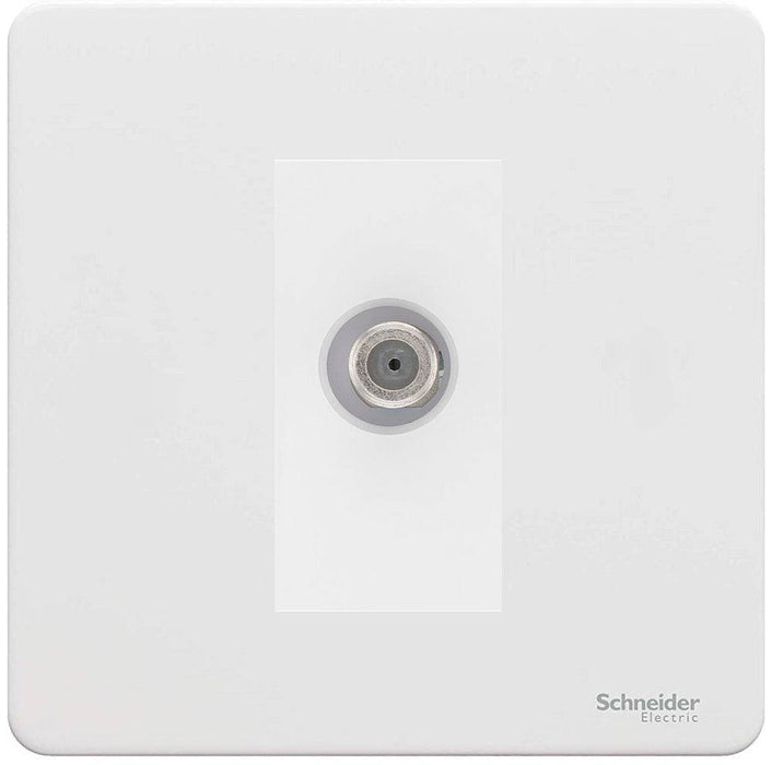 Schneider Ultimate Screwless White Metal Satellite Socket GU7430MWPW Available from RS Electrical Supplies
