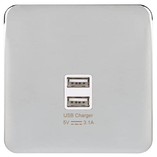 Schneider Lisse Deco Polished Chrome USB Charger Socket GGBL70042WPCSAvailable from RS Electrical Supplies