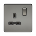Knightsbridge Screwless Black Nickel Single Socket SFR7000BN