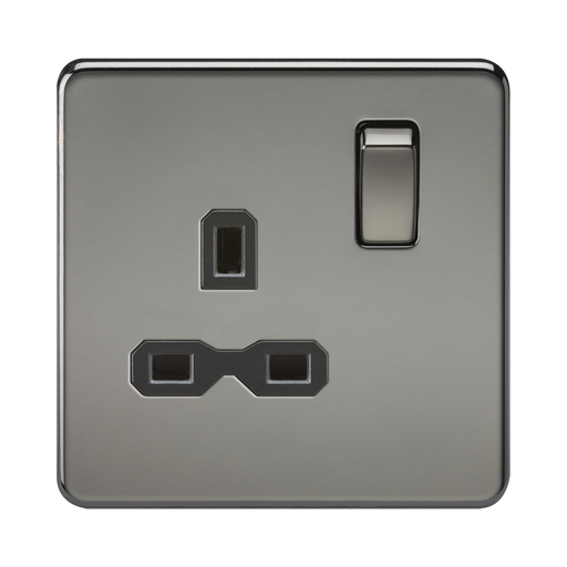 Knightsbridge Screwless Black Nickel Single Socket SFR7000BN