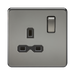 Knightsbridge Screwless Black Nickel Single Socket SFR7000BN
