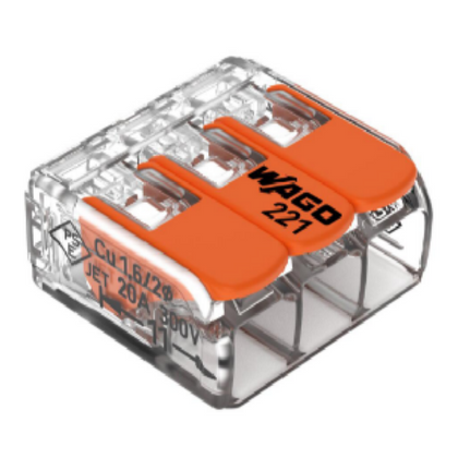 Wago 221-413 Compact 3 Way Connector 4mm (Pack of 50)