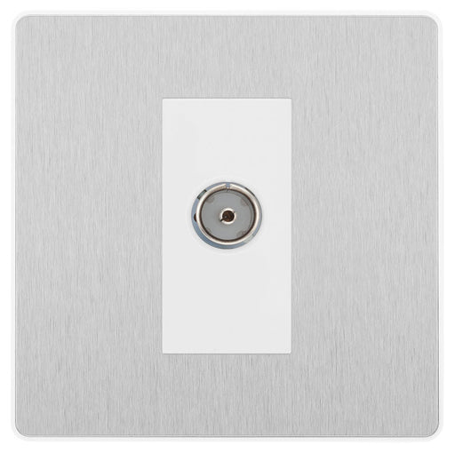 BG Evolve Brushed Steel Co-axial Socket PCDBS60W Available from RS Electrical Supplies