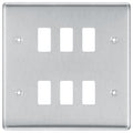 BG Nexus Metal Brushed Steel 6G Grid Plate RNBS6 Available from RS Electrical Supplies