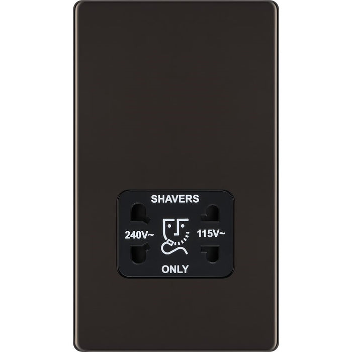 BG Nexus Screwless Black Nickel Shaver Socket FBN20B Available from RS Electrical Supplies